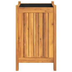 Jardinière avec doublure 31x31x50 cm bois massif d'acacia 
