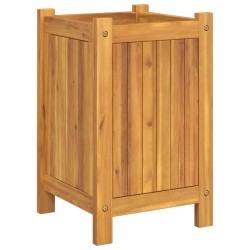 Jardinière avec doublure 31x31x50 cm bois massif d'acacia 