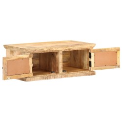 Table basse 90x50x35 cm Bois de manguier et canne naturelle 