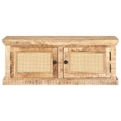 Table basse 90x50x35 cm Bois de manguier et canne naturelle 