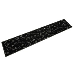 Tapis de cuisine lavable imprimé Morning noir 60x300 cm velours 
