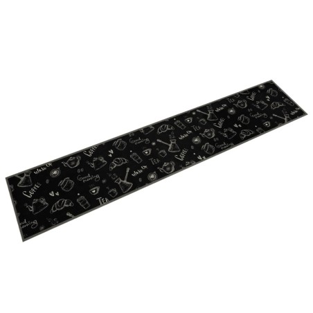 Tapis de cuisine lavable imprimé Morning noir 60x300 cm velours 