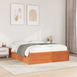 Cadre de lit sans matelas cire marron 150x200cm bois pin massif 