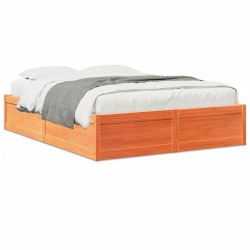 Cadre de lit sans matelas cire marron 150x200cm bois pin massif 