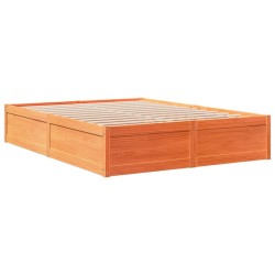 Cadre de lit sans matelas cire marron 150x200cm bois pin massif 