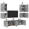 Unités murales TV 6 pcs gris béton bois d'ingénierie 
