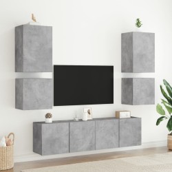 Unités murales TV 6 pcs gris béton bois d'ingénierie 