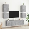 Unités murales TV 6 pcs gris béton bois d'ingénierie 