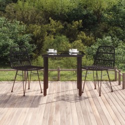 Ensemble à manger de jardin 3 pcs Noir Résine tressée 