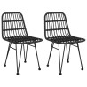 Ensemble à manger de jardin 3 pcs Noir Résine tressée 