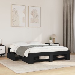 Cadre de lit sans matelas noir 150x200 cm bois d'ingénierie 
