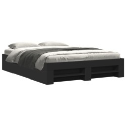 Cadre de lit sans matelas noir 150x200 cm bois d'ingénierie 