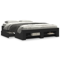 Cadre de lit sans matelas noir 150x200 cm bois d'ingénierie 
