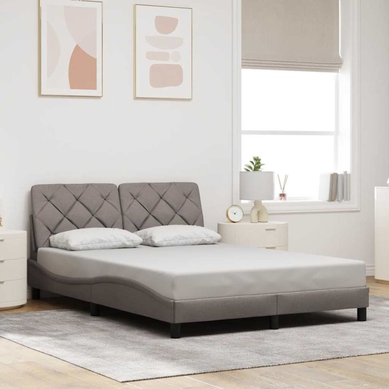 Cadre de lit sans matelas taupe 140x190 cm tissu 