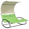 Chaise longue double à bascule avec auvent Vert et crème 