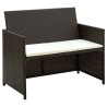 Salon de jardin 4 pcs avec coussins Résine tressée Marron 