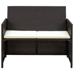 Salon de jardin 4 pcs avec coussins Résine tressée Marron 
