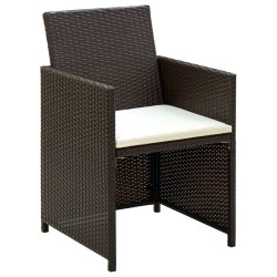Salon de jardin 4 pcs avec coussins Résine tressée Marron 