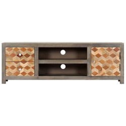 Meuble TV Gris 120 x 30 x 40 cm Bois massif de manguier 