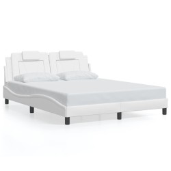 Cadre de lit sans matelas blanc 160x200 cm similicuir 