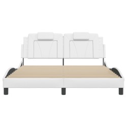 Cadre de lit sans matelas blanc 160x200 cm similicuir 