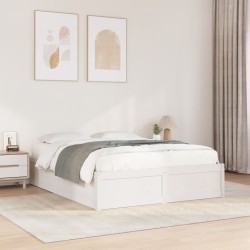 Cadre de lit sans matelas blanc 150x200 cm bois de pin massif 