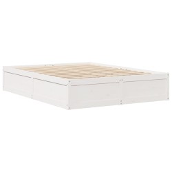 Cadre de lit sans matelas blanc 150x200 cm bois de pin massif 