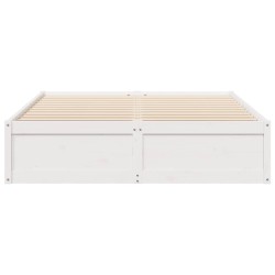 Cadre de lit sans matelas blanc 150x200 cm bois de pin massif 