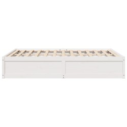 Cadre de lit sans matelas blanc 150x200 cm bois de pin massif 