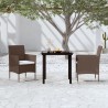 Ensemble à manger de jardin avec coussins 3 pcs Marron et noir 