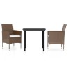 Ensemble à manger de jardin avec coussins 3 pcs Marron et noir 