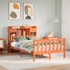 Lit bibliothèque sans matelas cire marron 120x190cm pin massif 