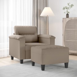 Fauteuil avec repose-pied Taupe 60 cm Tissu microfibre 