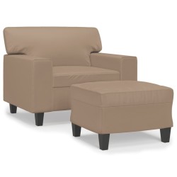 Fauteuil avec repose-pied Cappuccino 60 cm Similicuir 