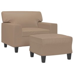 Fauteuil avec repose-pied Cappuccino 60 cm Similicuir 