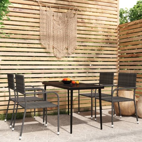 Ensemble à manger de jardin 5 pcs Gris 