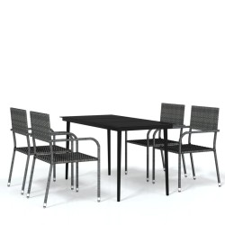 Ensemble à manger de jardin 5 pcs Gris 