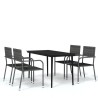 Ensemble à manger de jardin 5 pcs Gris 