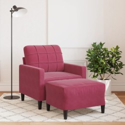 Fauteuil avec repose-pied Rouge bordeaux 60 cm Velours 