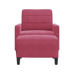 Fauteuil avec repose-pied Rouge bordeaux 60 cm Velours 