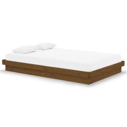 Cadre de lit sans matelas marron miel bois massif 