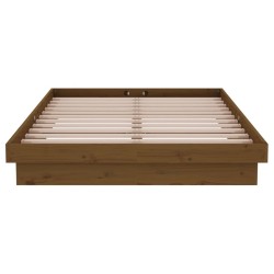 Cadre de lit sans matelas marron miel bois massif 