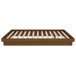 Cadre de lit sans matelas marron miel bois massif 