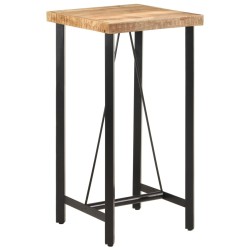 Table de bar 55x55x107 cm bois massif de manguier et fer 