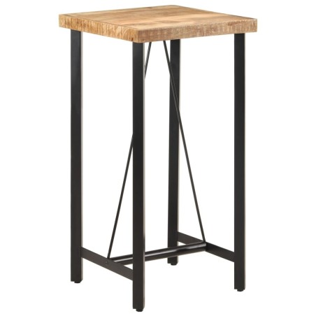 Table de bar 55x55x107 cm bois massif de manguier et fer 