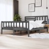 Cadre de lit sans matelas gris bois massif 