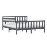 Cadre de lit sans matelas gris bois massif 