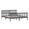 Cadre de lit sans matelas gris bois massif 