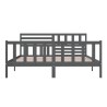 Cadre de lit sans matelas gris bois massif 
