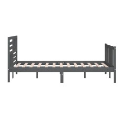 Cadre de lit sans matelas gris bois massif 